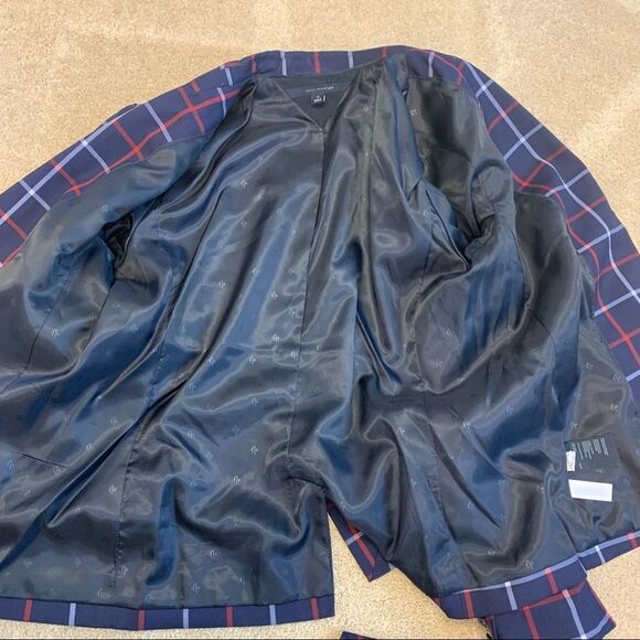 Tommy Hilfiger NWOT blue red plaid check skirt blazer suit set size 14 - Picture 9 of 13